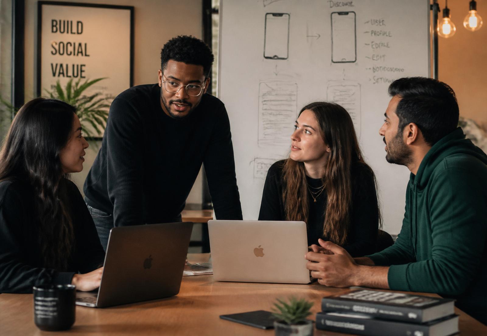 Founders collaborating onsite